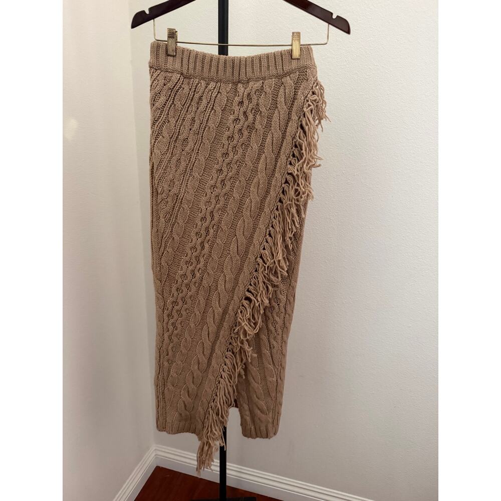 New tan Something navy cableknit sweater fringe skirt sz S $195 - Picture 3 of 6